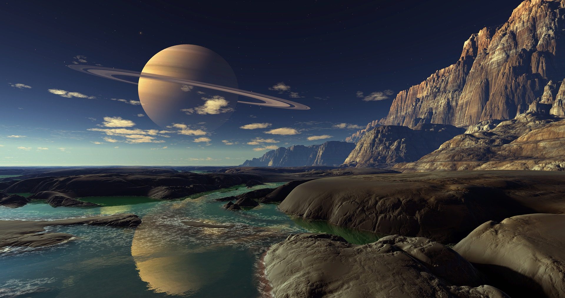 A detailed view of Saturn showcasing its rings and atmosphere against a starry background.